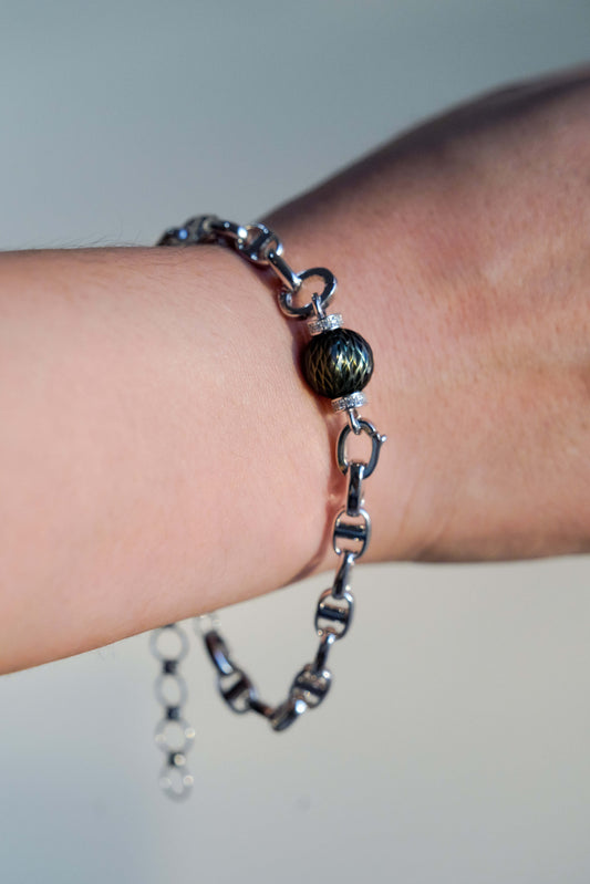 Dragon Dream tahitian pearl sterling silver armband