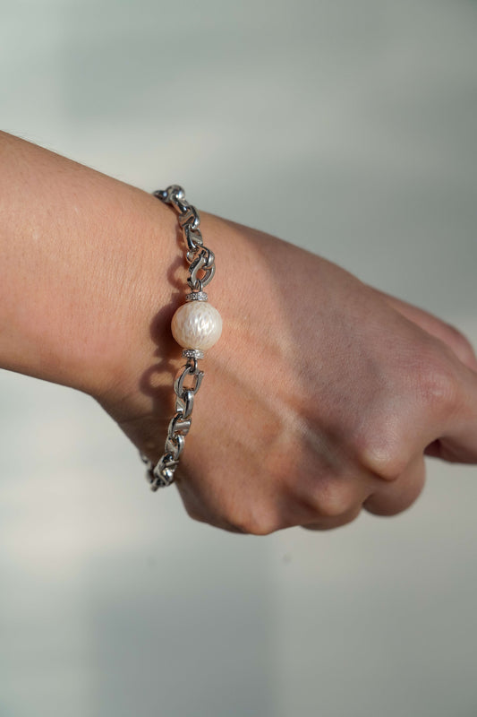 Dragon Dream White Pearl Sterling Silver Bracelet