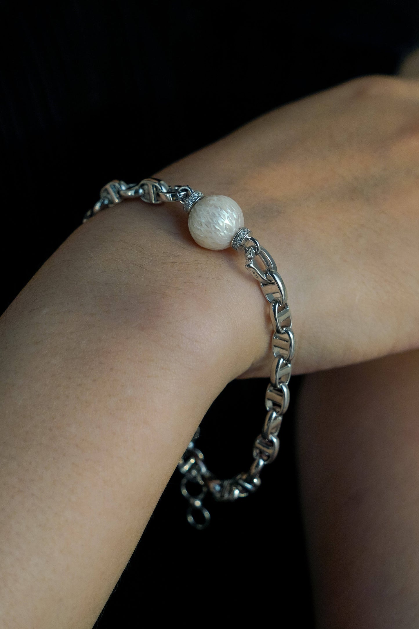 Dragon Dream Vit Pärla Sterling Silver Armband
