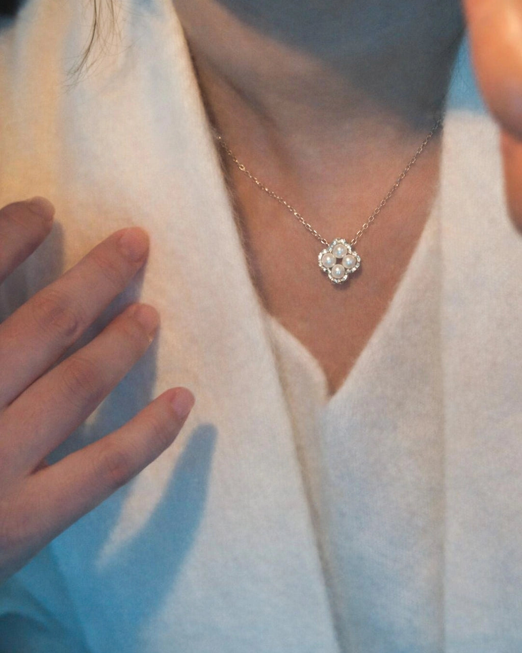 clover sterling silver halsband