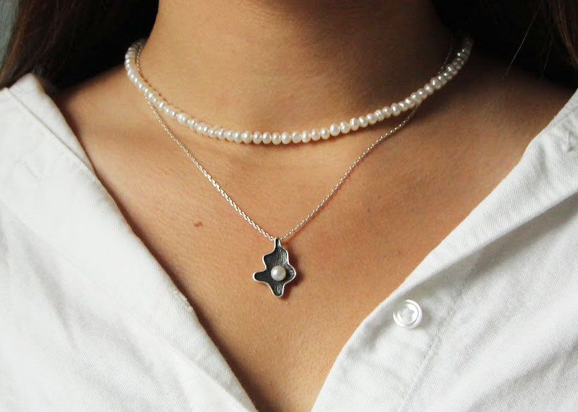 send me flower sterling silver halsband