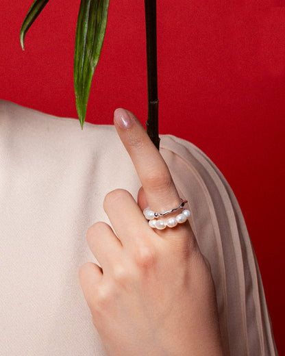 Sense and Sensibility silver ring med sötvattenspärlor