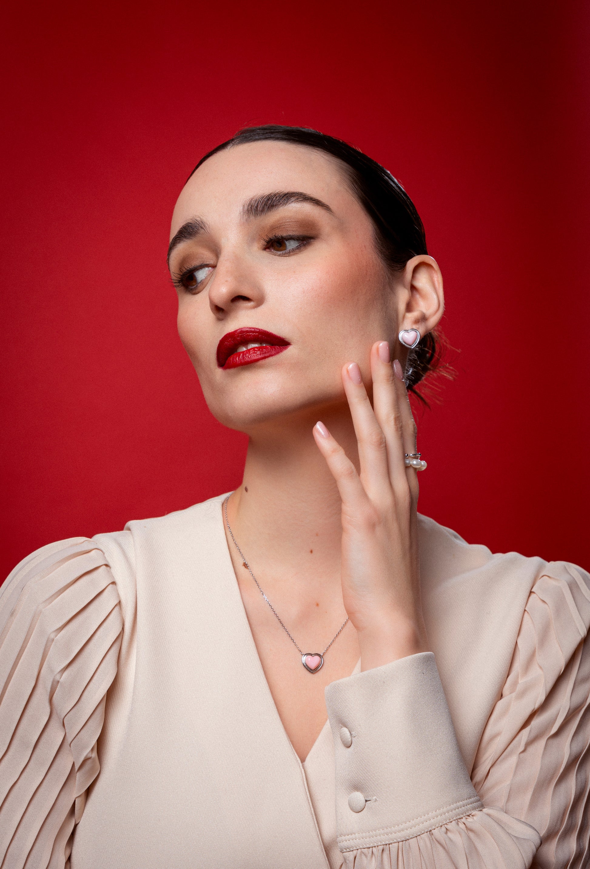 the rose sterling silver örhänge halsband set